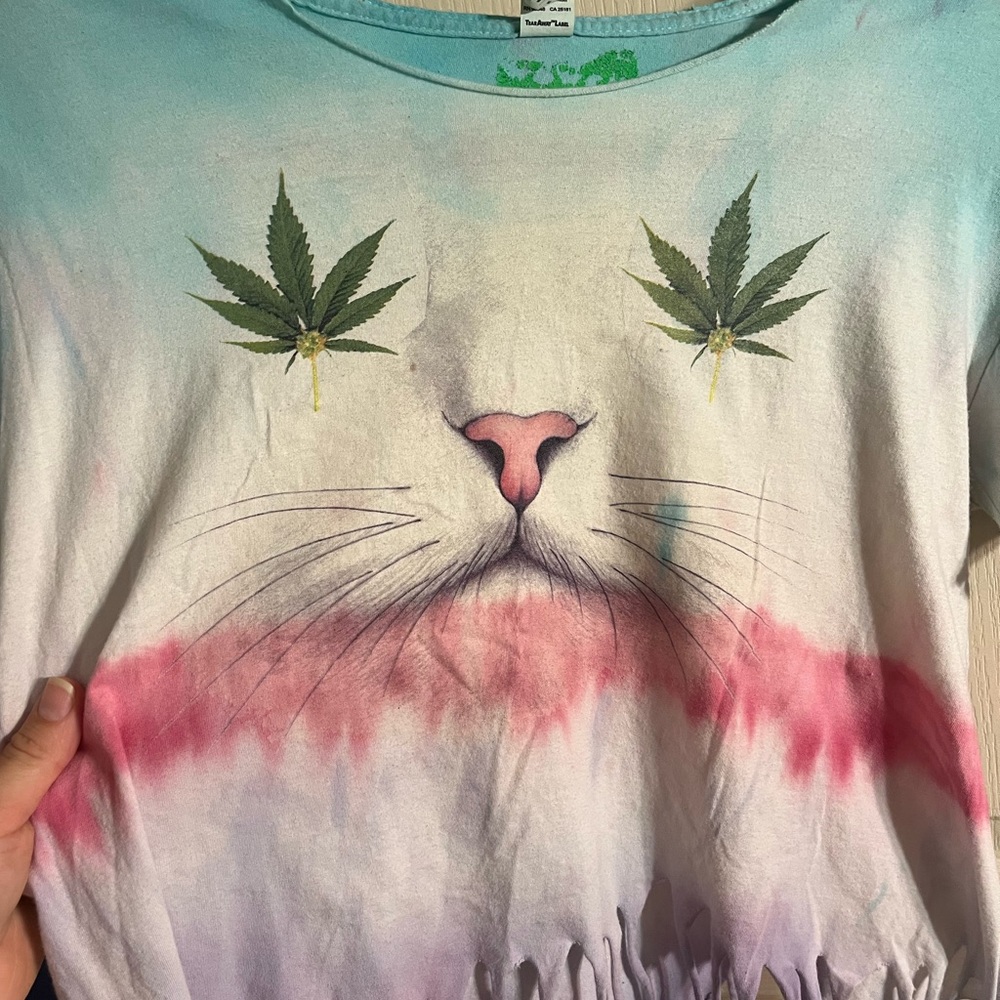 Tie-dyed weed cat crop top